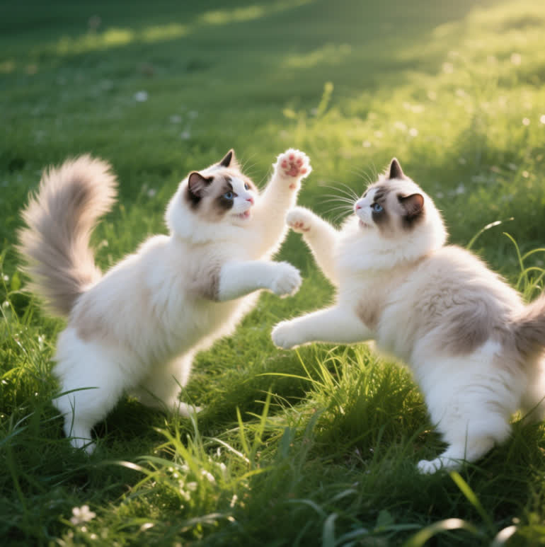 Ragdoll cat fighting